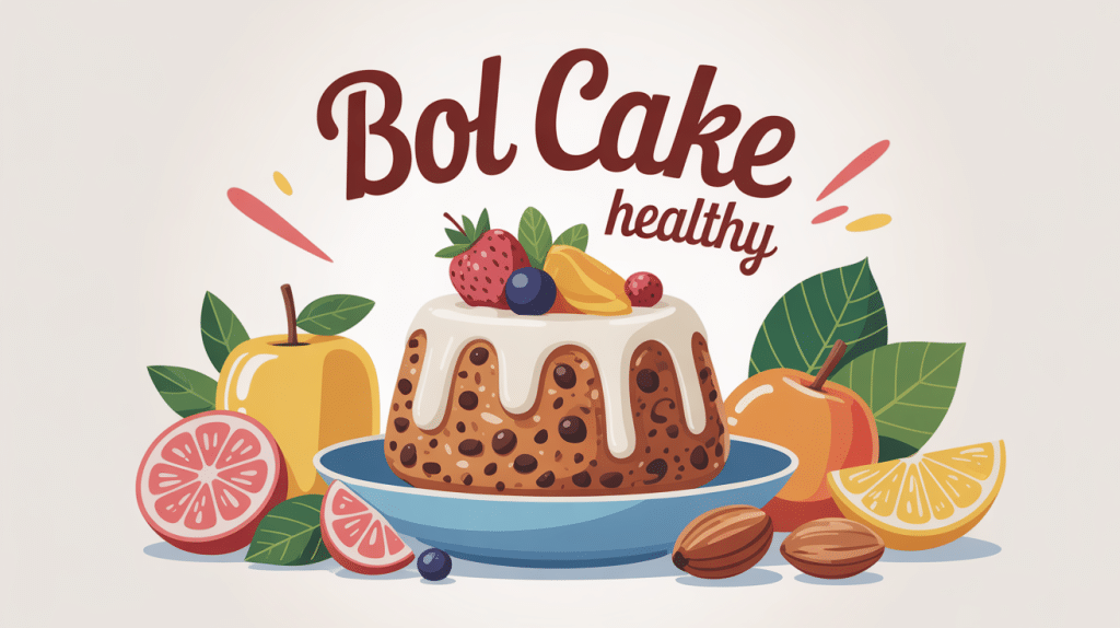 illustration bol cake healthy avec fruits et flocons