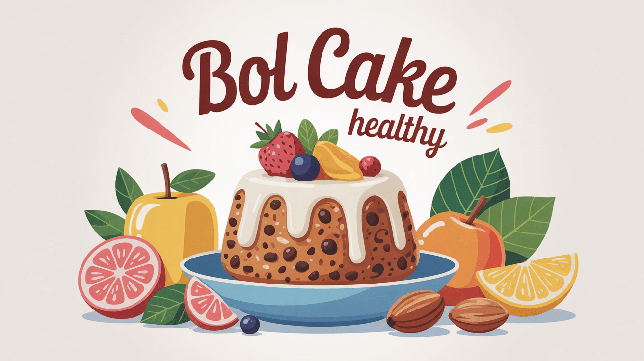 illustration bol cake healthy avec fruits et flocons