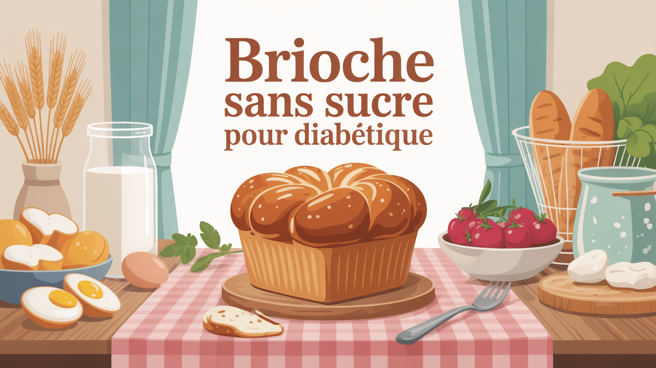 brioche sans sucre pour diabetique sur table avec ingrédients adaptés
