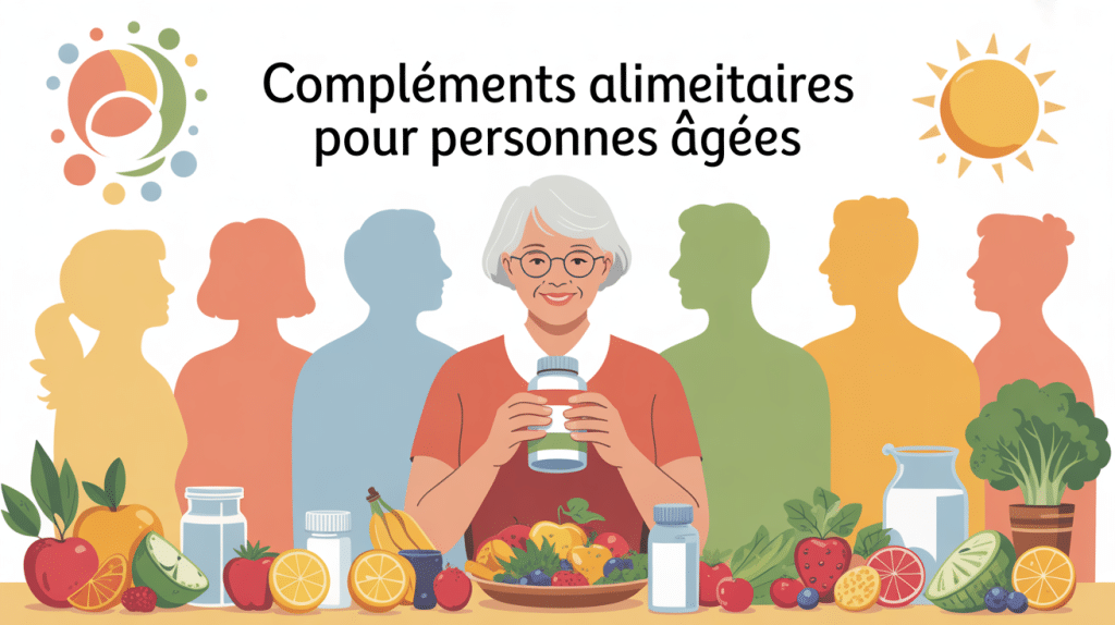 complements alimentaires personnes agees soutien nutritionnel illustration chaleureuse