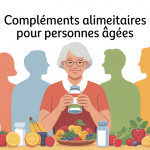 complements alimentaires personnes agees soutien nutritionnel illustration chaleureuse