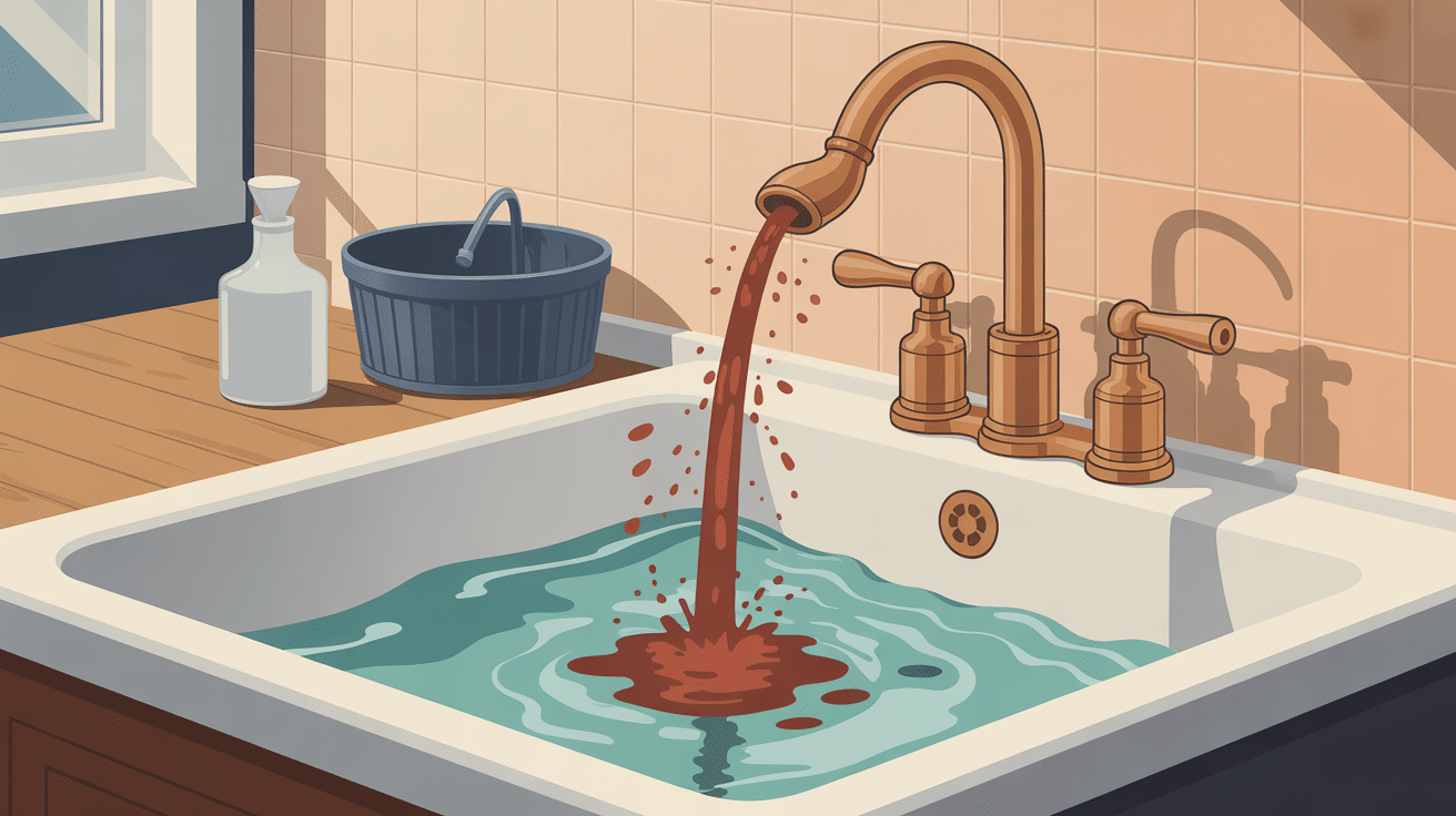 eau marron robinet danger illustration évier jet brun