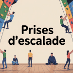 illustration mur d'escalade pris intérieur et prises multicolores