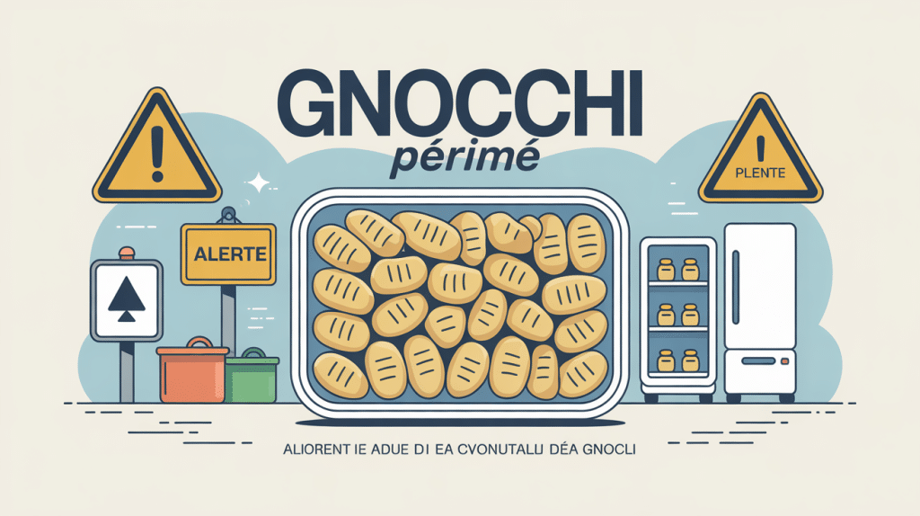 Illustration gnocchi périmé contrôle fraîcheur et sécurité alimentaire
