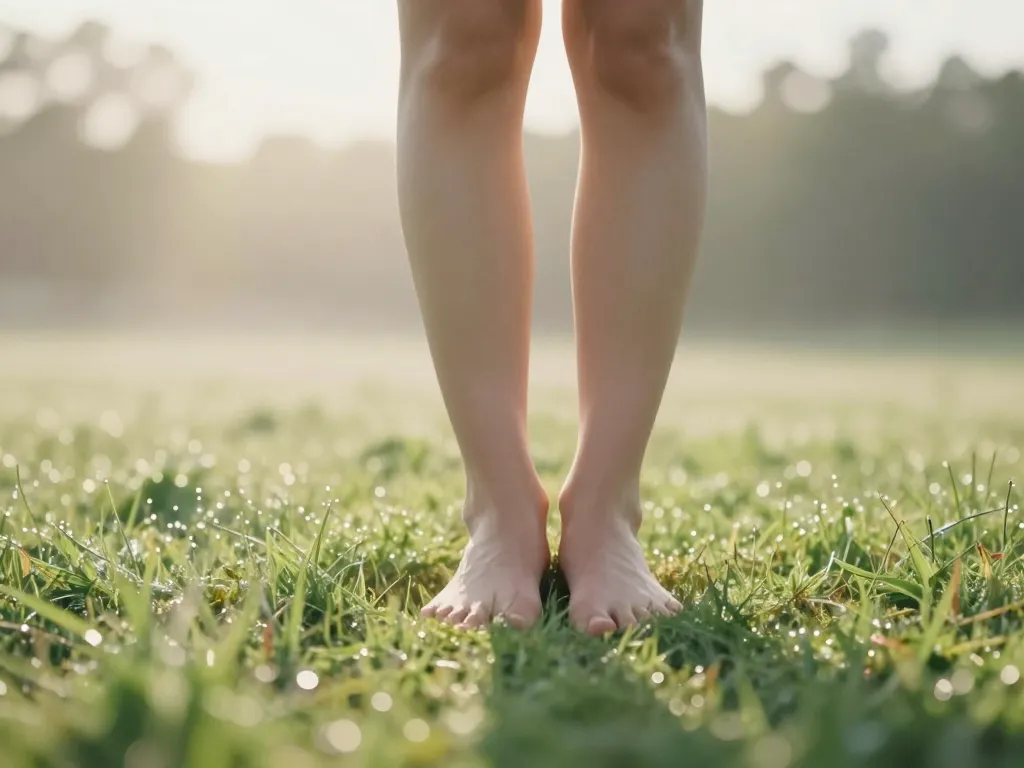 Grounding bienfaits sommeil humeur énergie nature matin