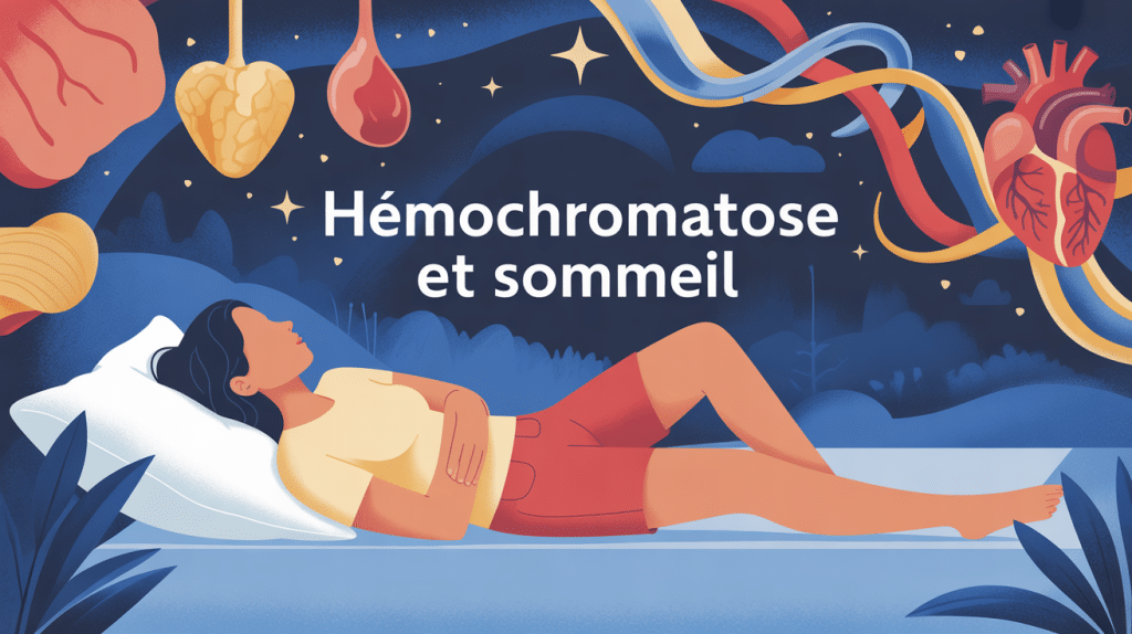 illustration hemochromatose et sommeil fond nuit