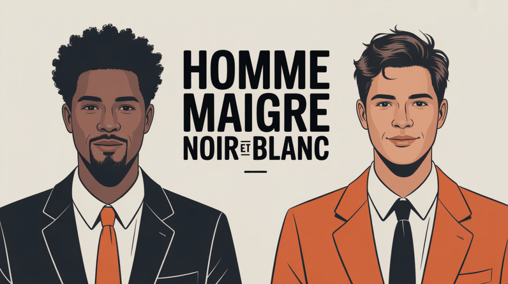 illustration homme maigre noir vs blanc côte à côte