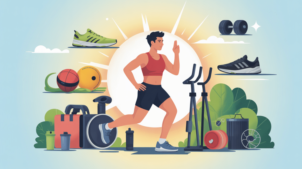 idee cadeau pour un sportif illustration dynamique avec equipements