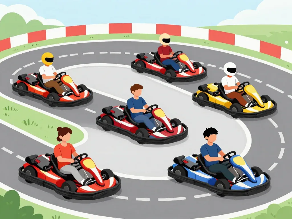 différents karts sur piste karting pageas