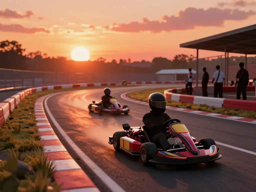 course sur piste karting pageas ambiance sécurisée