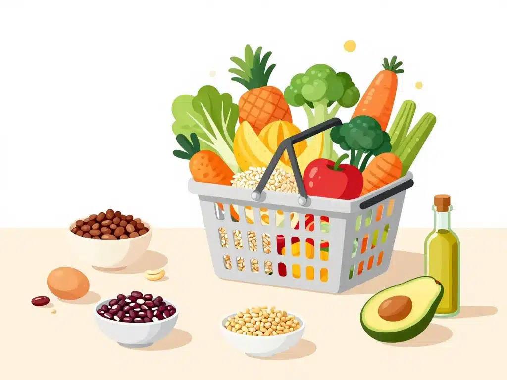 image aliments liste de courses healthy organisée semaine