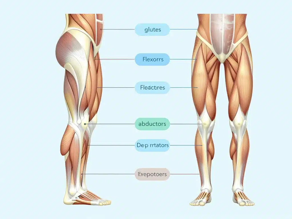 diagramme conceptuel muscles de la hanche vue anatomique