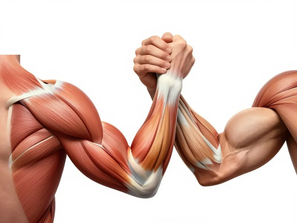 muscle du bras de fer, schéma des muscles principaux, bras et épaule
