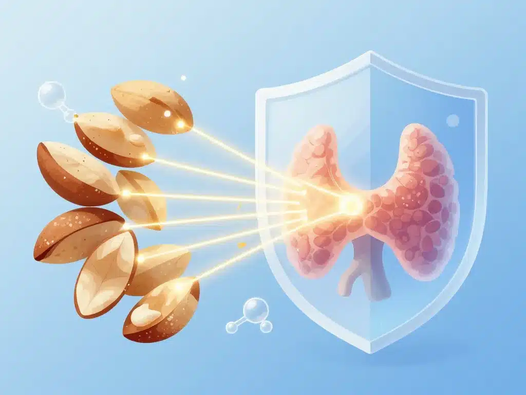 schema concept noix du bresil et thyroide selenium