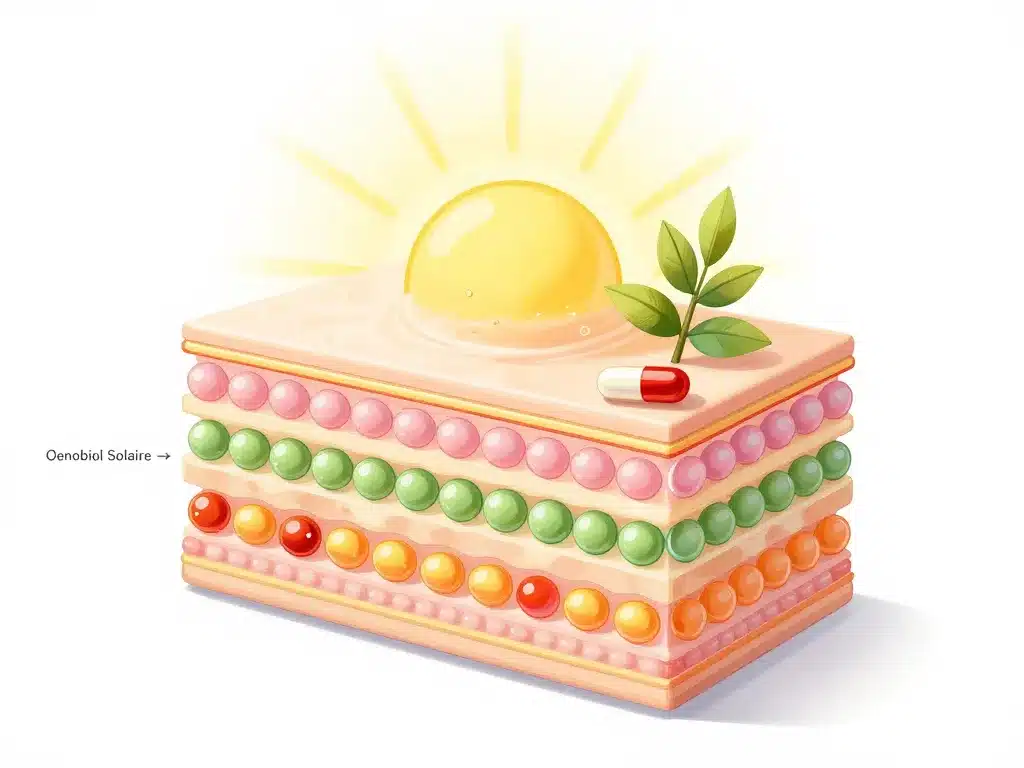 Oenobiol Solaire effet secondaire schéma mécanisme cutané