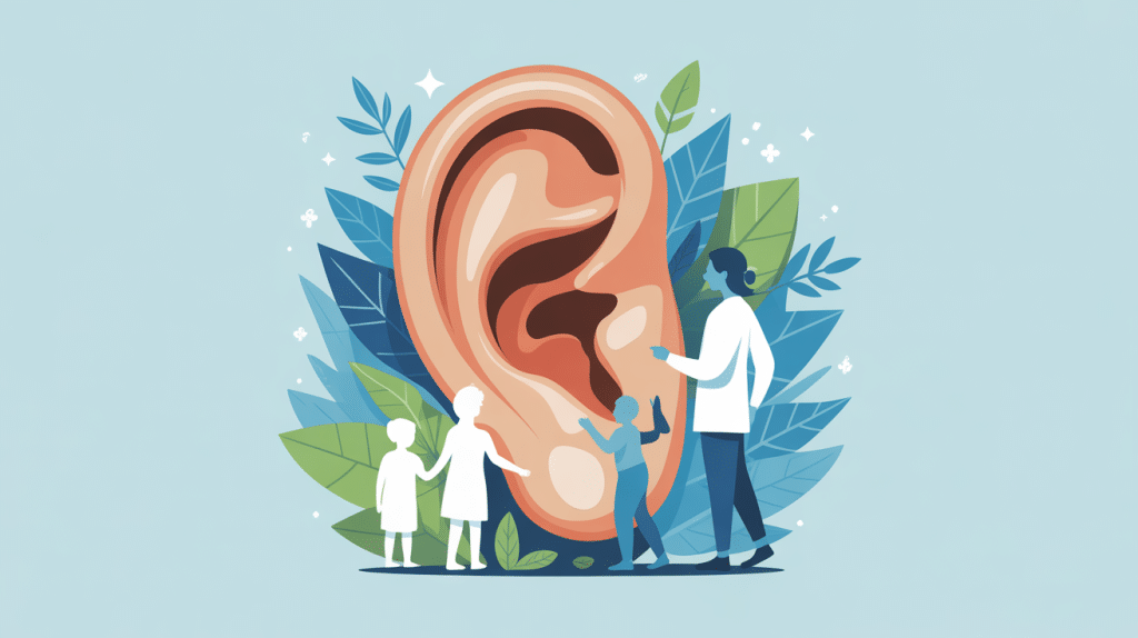Illustration oreille entourée de nature otite homéopathie