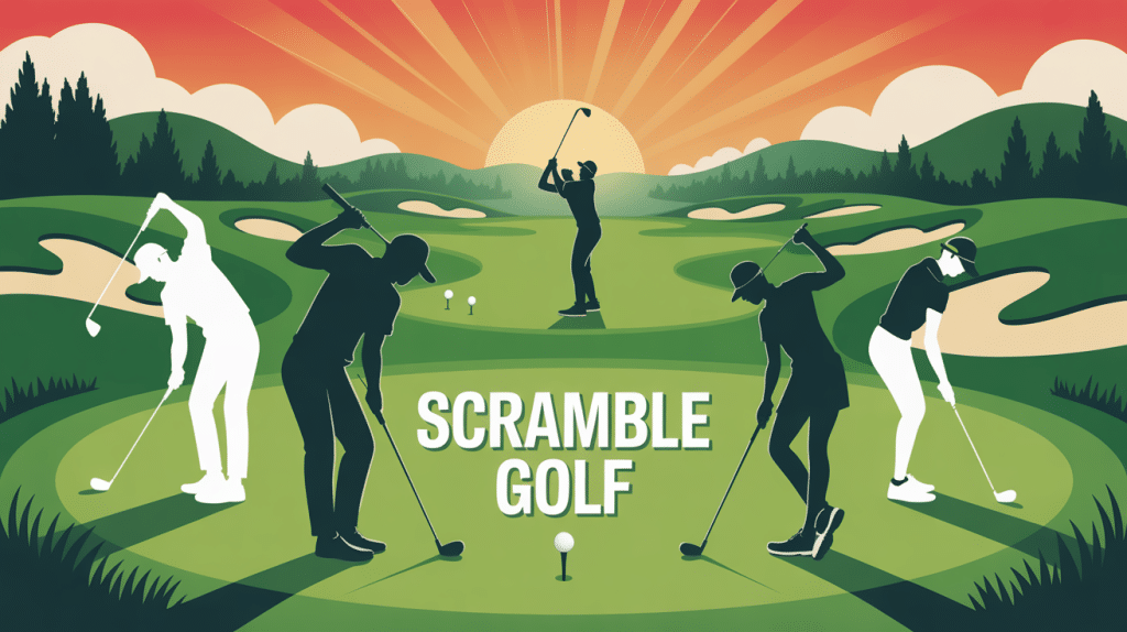 illustration scramble golf équipe dynamique
