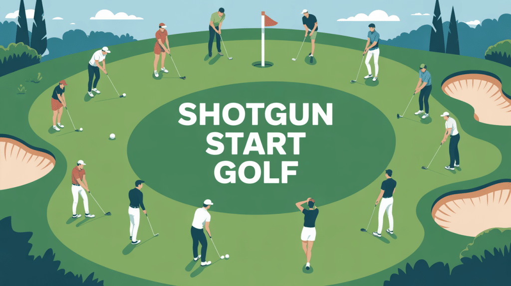 illustration shotgun in golf parcours départs simultanés