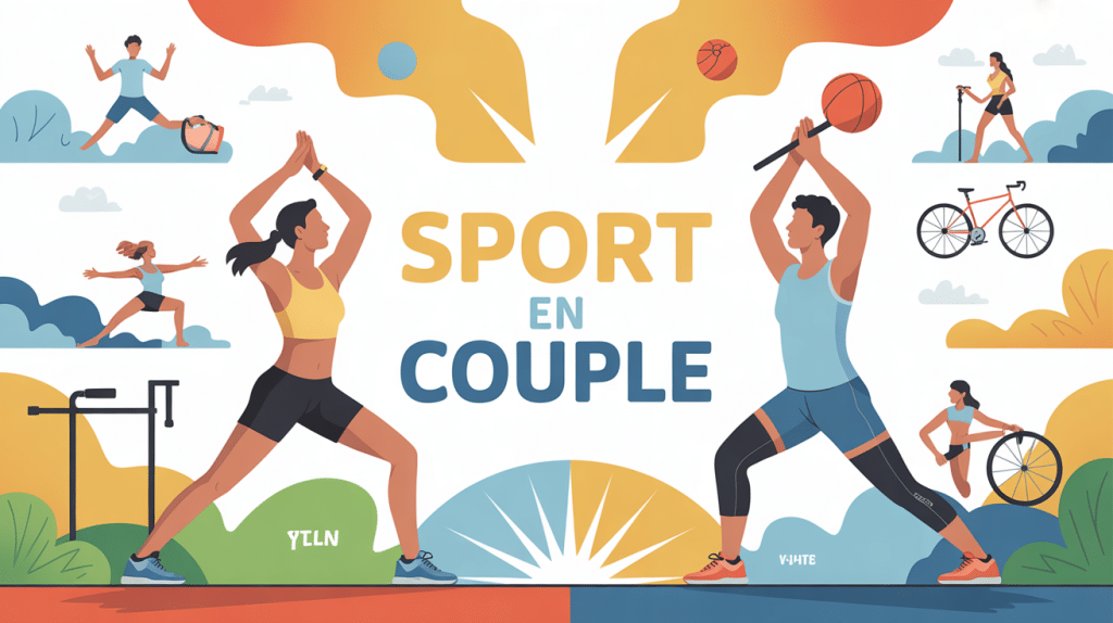 illustration colorée de sport a faire en couple