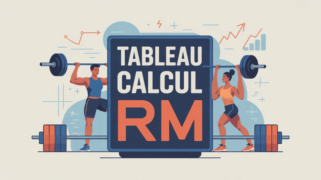 tableau calcul rm musculation illustration vectorielle avec athlètes