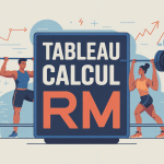 tableau calcul rm musculation illustration vectorielle avec athlètes
