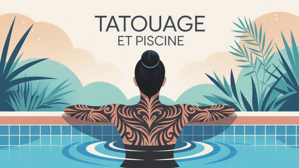 illustration tatouage piscine ambiance sereine