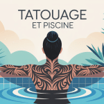 illustration tatouage piscine ambiance sereine