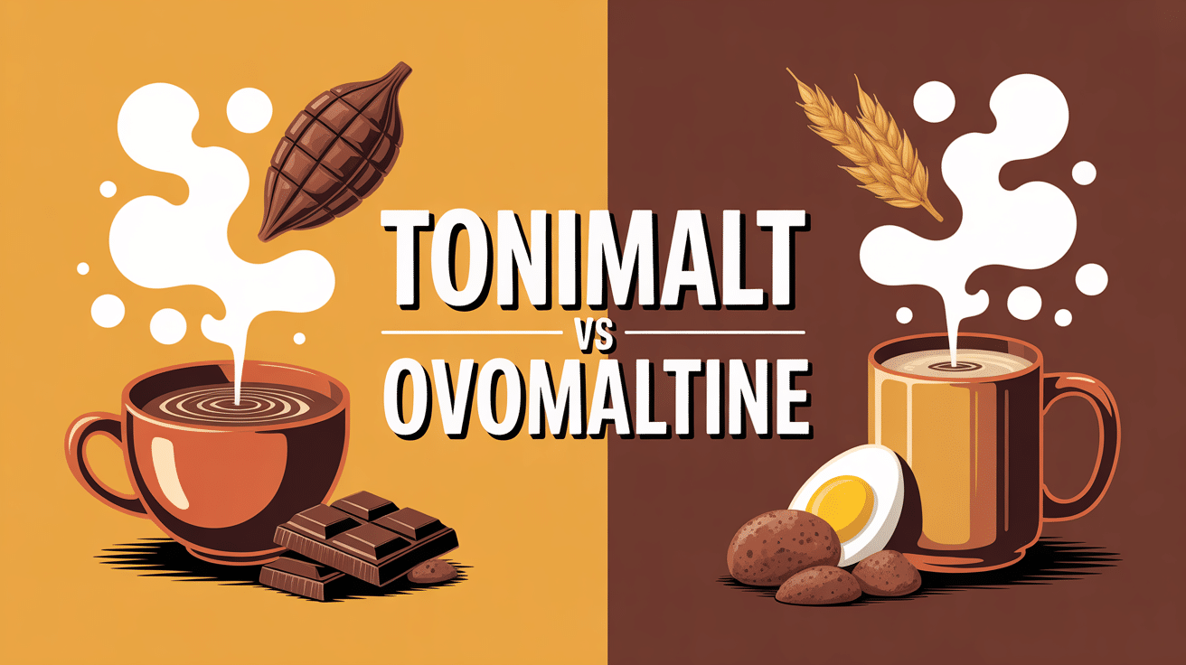 tonimalt ou ovomaltine bol et mug illustration comparative