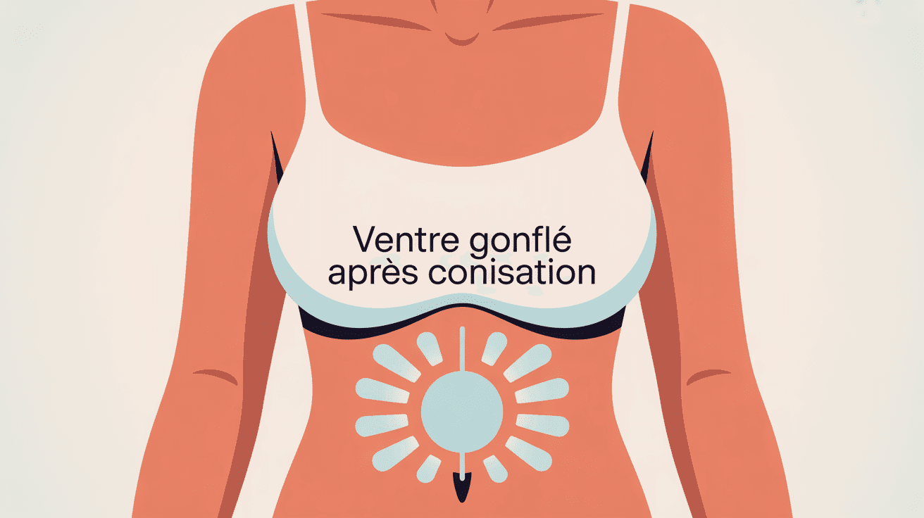 illustration du ventre gonflé après conisation