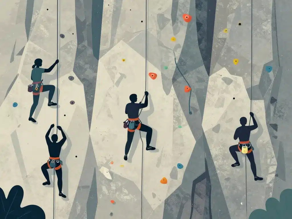 illustration choix voie escalade sécurité niveau