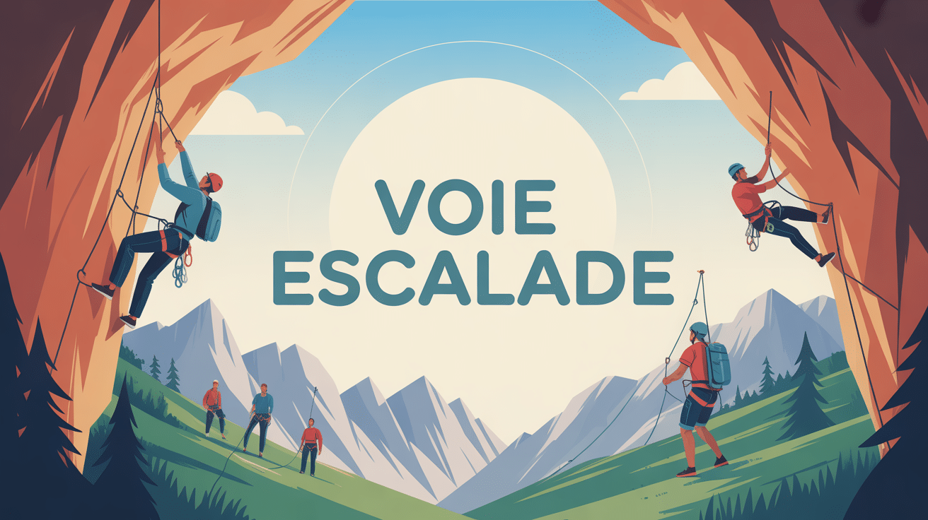 illustration moderne voie escalade en falaise