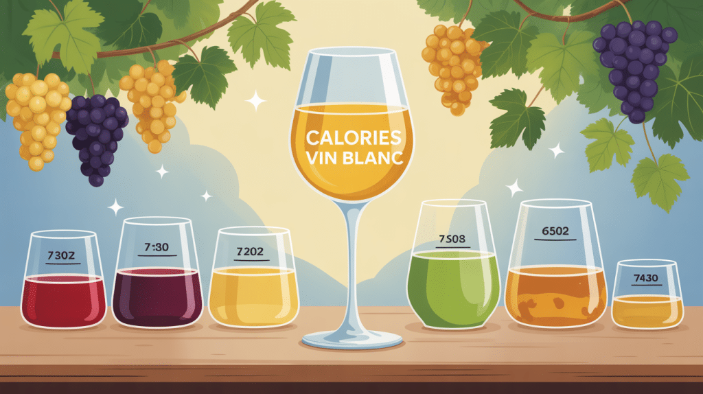 calorie 1 verre de vin blanc illustration informative