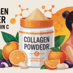 Illustration collagen powder with vitamin c peau articulations cheveux