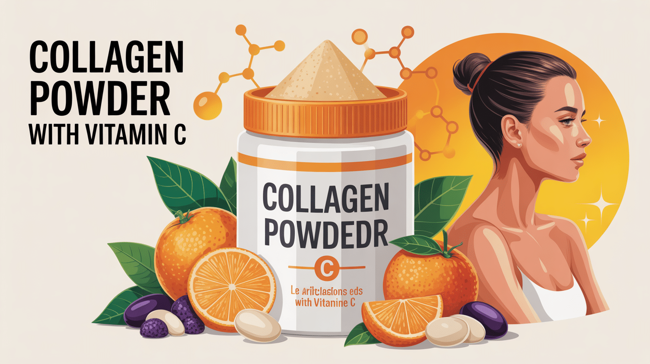 Illustration collagen powder with vitamin c peau articulations cheveux