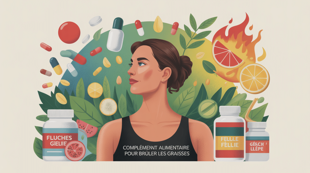 complement alimentaire pour bruler les graisses illustration vectorielle silhouette et symboles