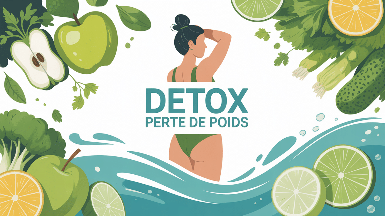 illustration detox perte de poids fruits légumes eau