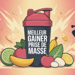 meilleur gainer pour prise de masse illustration shaker et aliments sains
