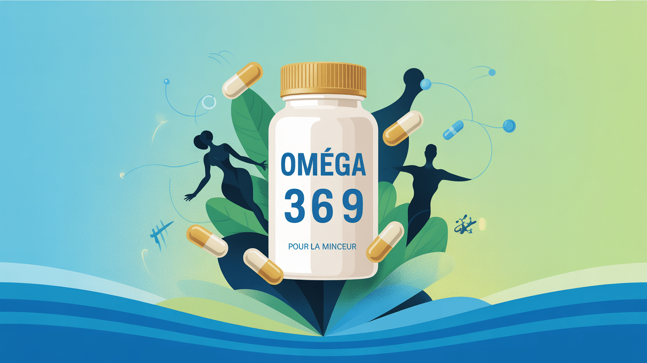 Illustration oméga 3 6 9 perte de poids capsules et équilibre