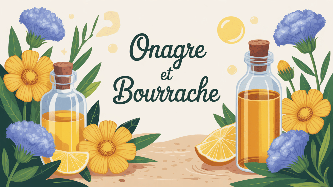 onagre et bourrache bienfaits peau hormones illustration