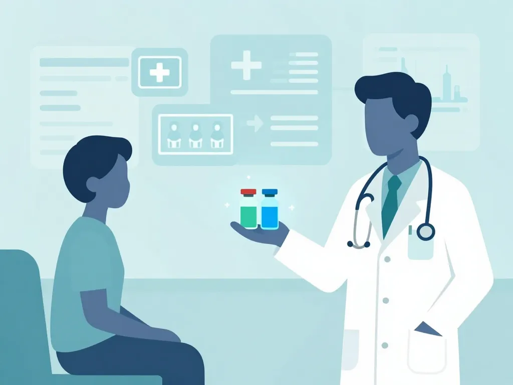 Scène médicale choix traitement piperacilline lyme