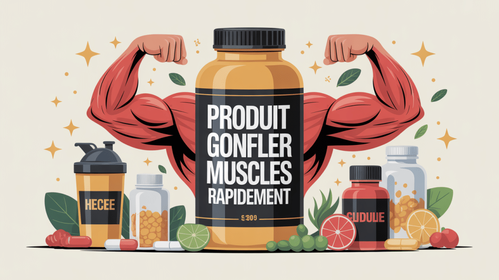 Produit pour gonfler les muscles rapidement illustration vectorielle