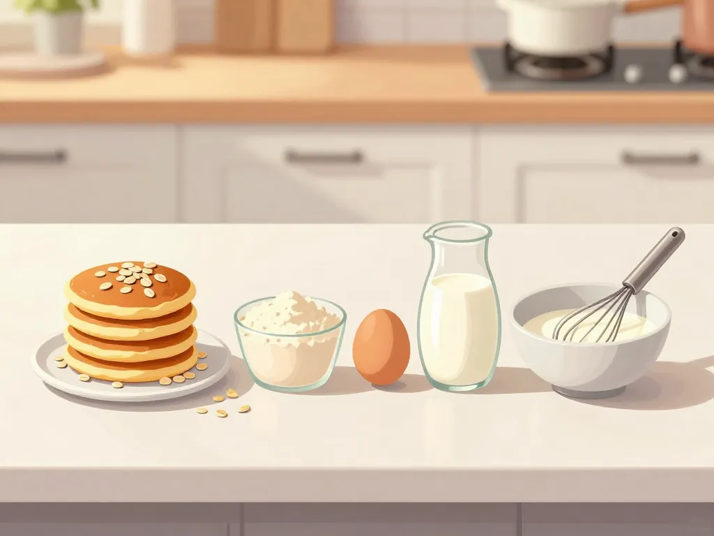 Ingrédients de base pour recette pancake proteine whey sur table