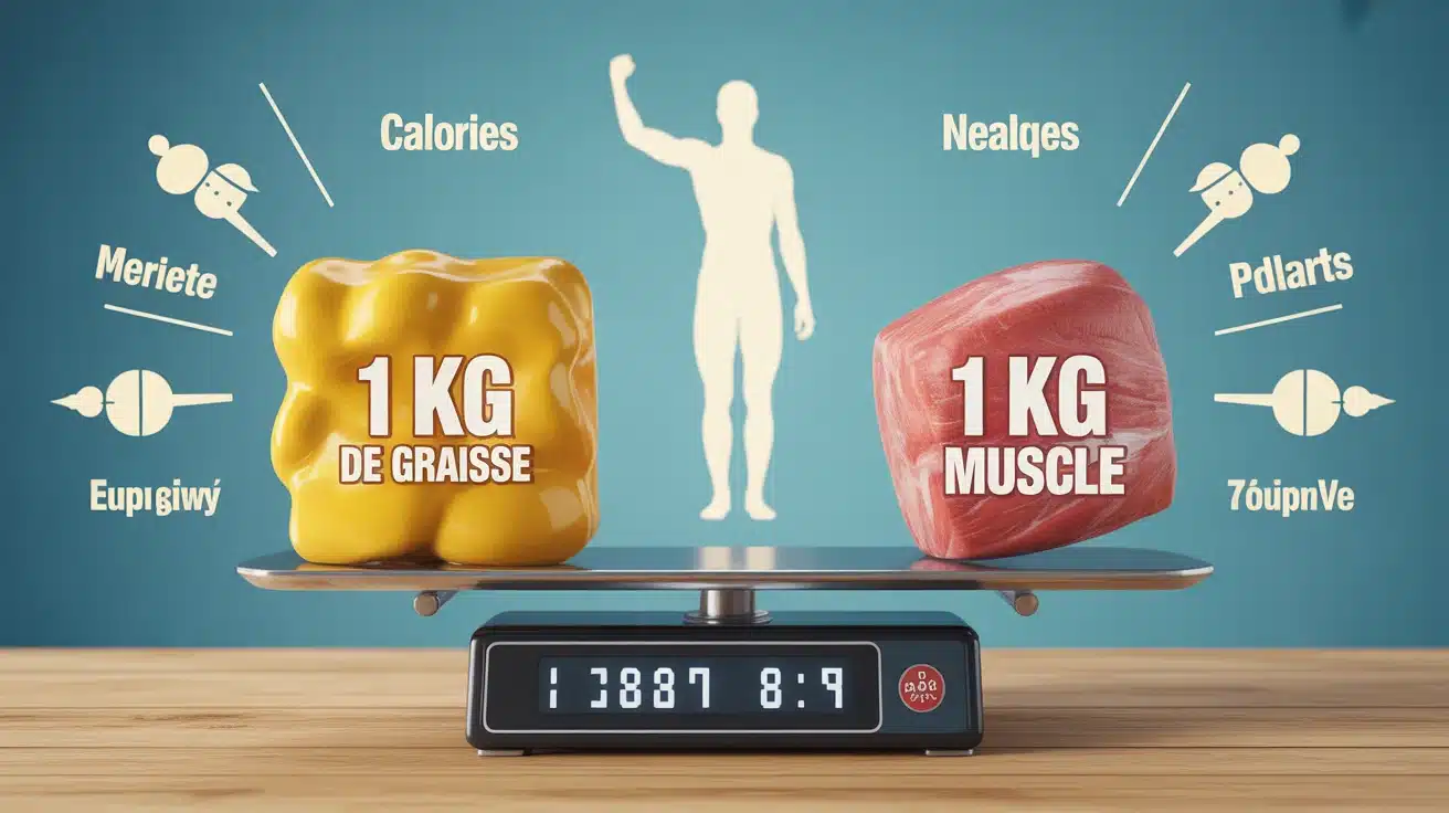 1 kg de graisse et muscle comparés sur balance