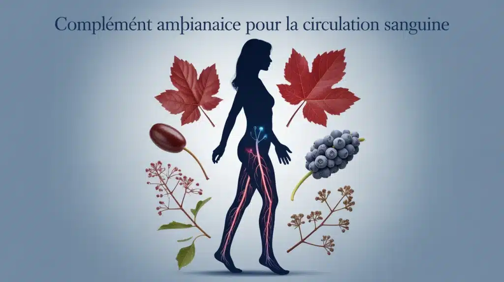 complement alimentaire pour circulation sanguine jambes silhouette feuilles