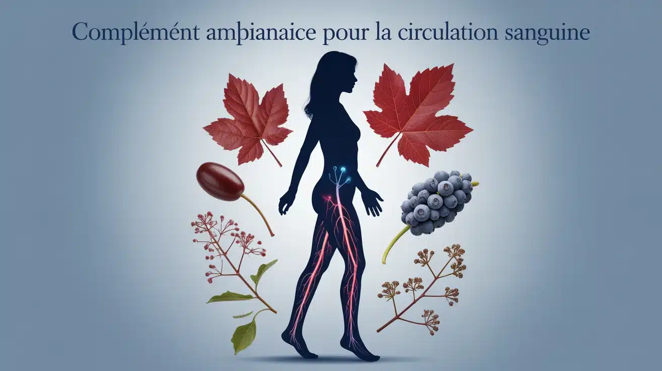 complement alimentaire pour circulation sanguine jambes silhouette feuilles