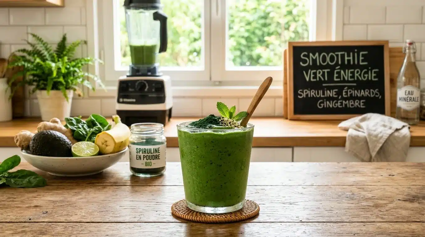 Smoothie Green Recovery à la spiruline pour la récupération musculaire