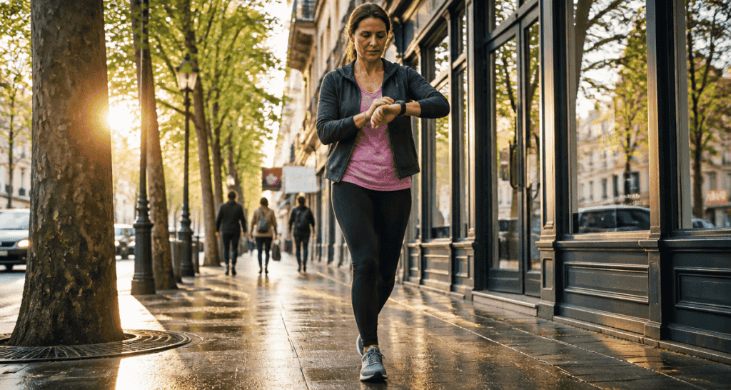 6000 pas par jour femme marche en ville