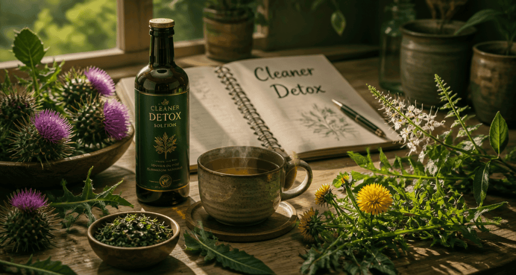cleaner detox plantes médicinales sur table