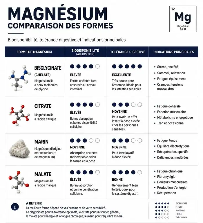 Comparatif des formes de magnésium pour soulager les crampes musculaires