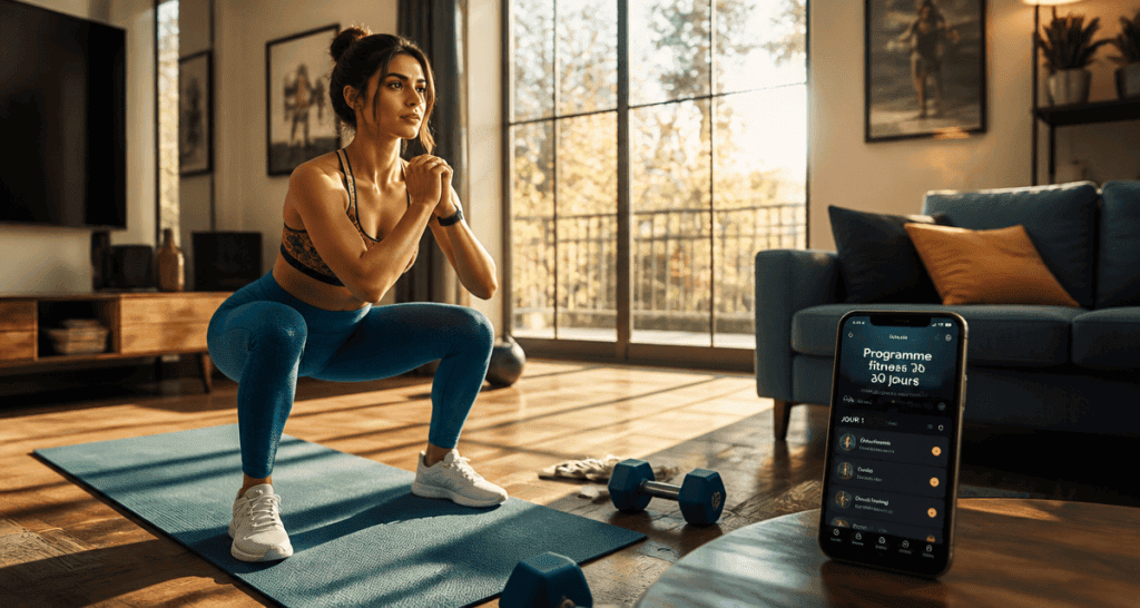 Femmes fitness squat salon